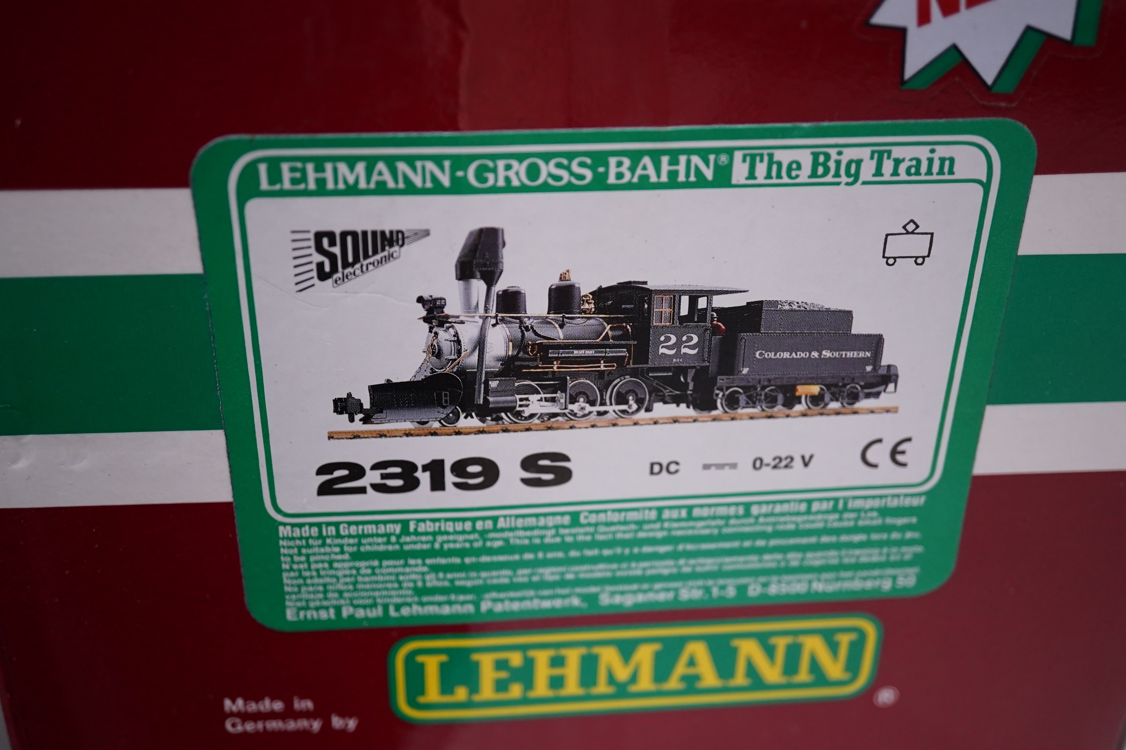 A boxed Lehman LGB (2319 S) G scale railway Colorado & Southern Railway 2-6-0 locomotive, 8, in black livery. Condition - good, evidence of minor running wear only.